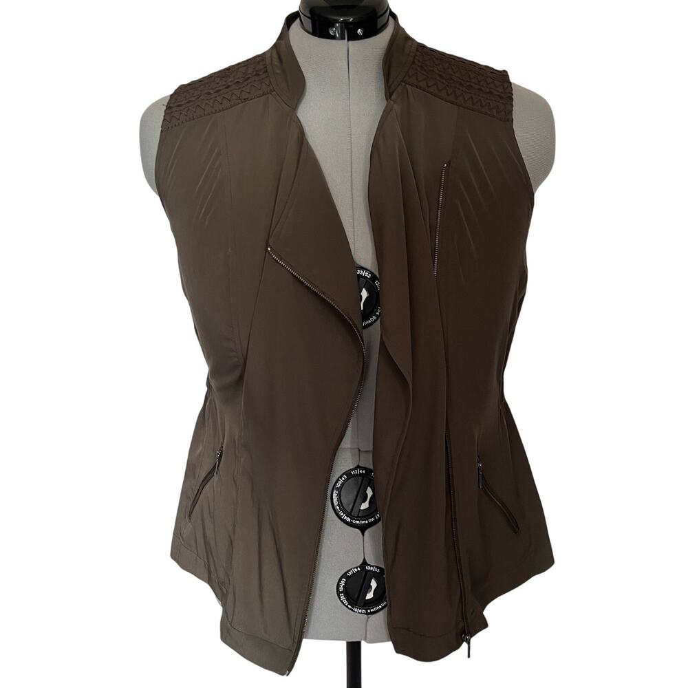 Sejour Asymmetrical Vest Sz 14W Olive Y2K Corpcore Zip Edgy Layering Minimalist